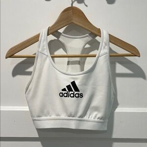Adidas White and Black Mesh Sports Bra
